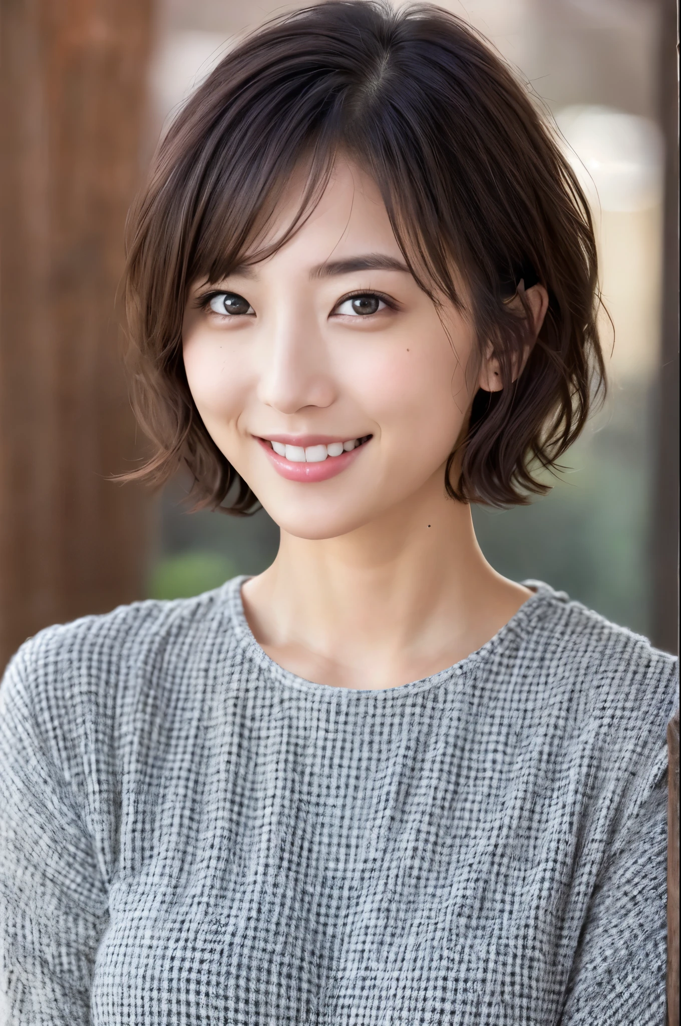 You are a professional gravure photographer.。future、Beautiful Eyes、 ((Highest quality)), Clear contours, Woman with beautiful face, (((One Girl,alone))), ((Beautiful Eyes)), Sex Appeal,Albedo and Specular Maps、Accurate simulation of lightweight material interactions、Very Short Hair、smile、Pole dancer