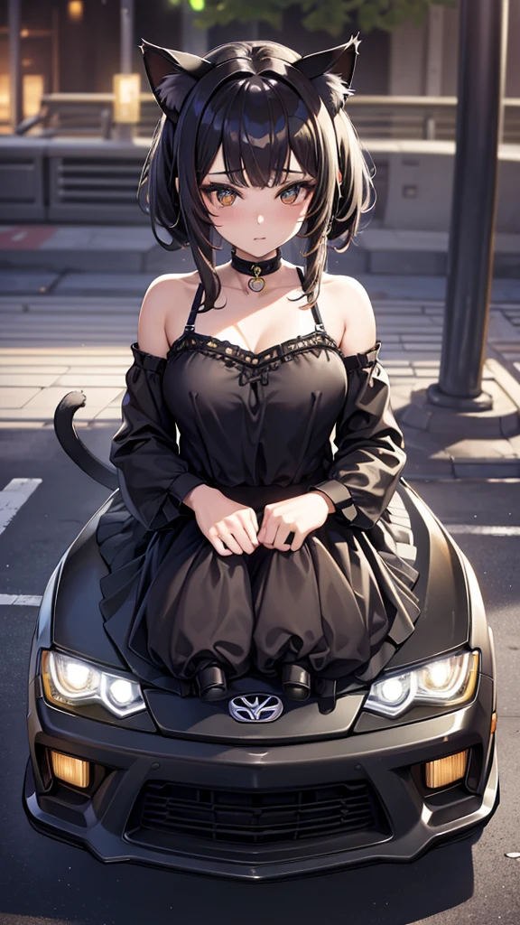 ((Drive a cat-shaped car down a dirt road)),Beautiful anime woman wearing a leather jacket、３０Beauty of the same age、(Huge breasts:1.１),high resolution、８hair,Digital Art,{{{highest quality}}}, {{Very detailed}}, {figure},{{{Tabletop}}},、Camel Toe、Giant tit、Nipple Puffs、Cleavage、Plump、Super big breasts、Super big butt