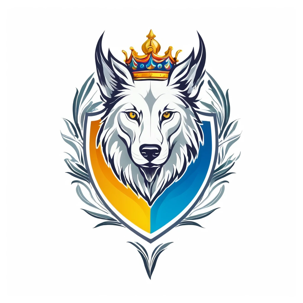  Wolf crest, majestic and graceful, simple composition, colorful, no background, highest quality image.