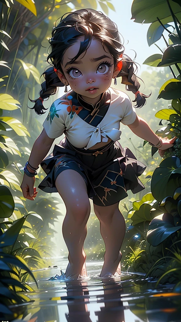 pequeno tribal,(((pequeno ,Pequeno tiny body,,chibi,Pequeno))),(((6 anos de idade))),(((1 big busty child:1.4))),(),(rosto redondo),(pequeno chest),(testa grande:1.2),(beautiful big olhos:1.3),extremamente detalhado bonitinho anime face,
(((peito achatado))),((((long twin braids,tight braids,long braid,Braided hair,corte longo hime,cabelo escuro,Cabelo preto,cabelo interno colorido)))),(((roxo_olhos:1.3))),intricado olhos,beautiful detailed olhos,symmetrical olhos,(big olhos:1.5),((((pele brilhante:1.5,pele bronzeada,pele brilhante: 1.5,pele bronzeada,pele brilhante,very pele brilhante,corpo brilhante,Pele reflexiva)))),(((rosto detalhado))),beautiful detailed lips,
(bonitinho,kawaii,(nsfw)),🦄,🌈,
tanga longa,(umbigo),Shaman roupas tribais,tanga tribal,(roupas tribais,estilo antigo Egito),umbigo,Bare feet,bare arms,umbigo exposto,colar,(roupas tribais),((roupas vermelhas,roupas molhadas,intricado outfit)),
dynamic pose,olhando para o espectador,envergonhado,centrado,scale to fit dimensions,rule of thirds,
interior,underground,((Um profundo, cavernous cave com jagged rock walls, iluminado pelo (luz fraca de cogumelos bioluminescentes) e (jewelry) embutido nas paredes. The atmosphere is humid e cool, com (mosses e lichens) growing in humid areas. (The crystals e minerals reflect light), criando um ((magic effect)). ((As gemas irradiam um brilho intenso) that illuminates the darkness of the cave, e the crystalline water droplets shine in the dim light. ((Water puddles)) on the floor reflect the light of the gems, criando umn even more ((magic effect))),
scenario,extremely scenario,
(Bright Egyptian ornaments, covered in moss e vegetation),(intricado),(Obra de arte),(intricado background),((intricado detail)),(((cores vibrantes,tema vibrante))),
high resolution,(melhor qualidade),(ultra detalhado,extremamente detalhado),detalhes de rosto perfeitos,artistic photography,