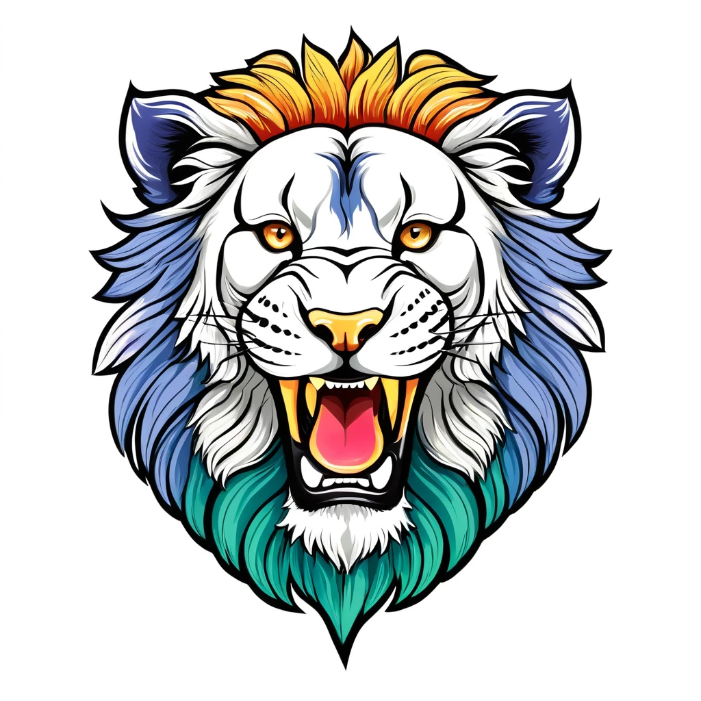 Tiger emblem, majestic and graceful, simple composition, colorful, no background, top quality image.