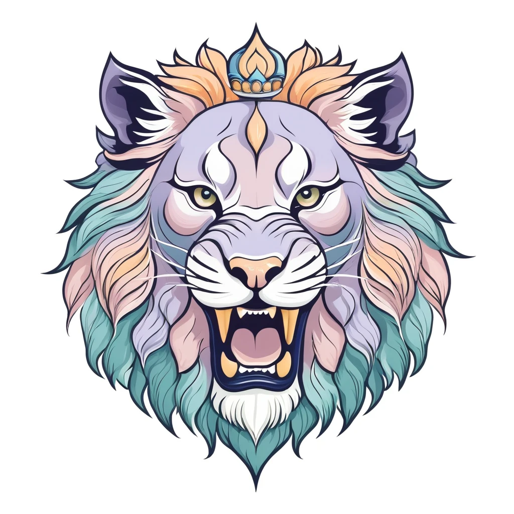 Tiger emblem, majestic and graceful, simple composition, pastel colors, no background, top quality image.