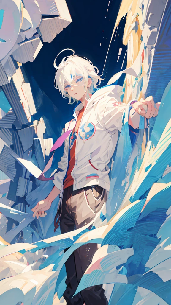 anime boy with white hair and blue eyes staring at the camera, tall anime guy with blue eyes, kaworu nagisa, young anime man, white haired, male anime character, anime boy, white-haired, nagito komaeda, anime handsome man, male anime style, cute natural anime face, hajime yatate, anime character