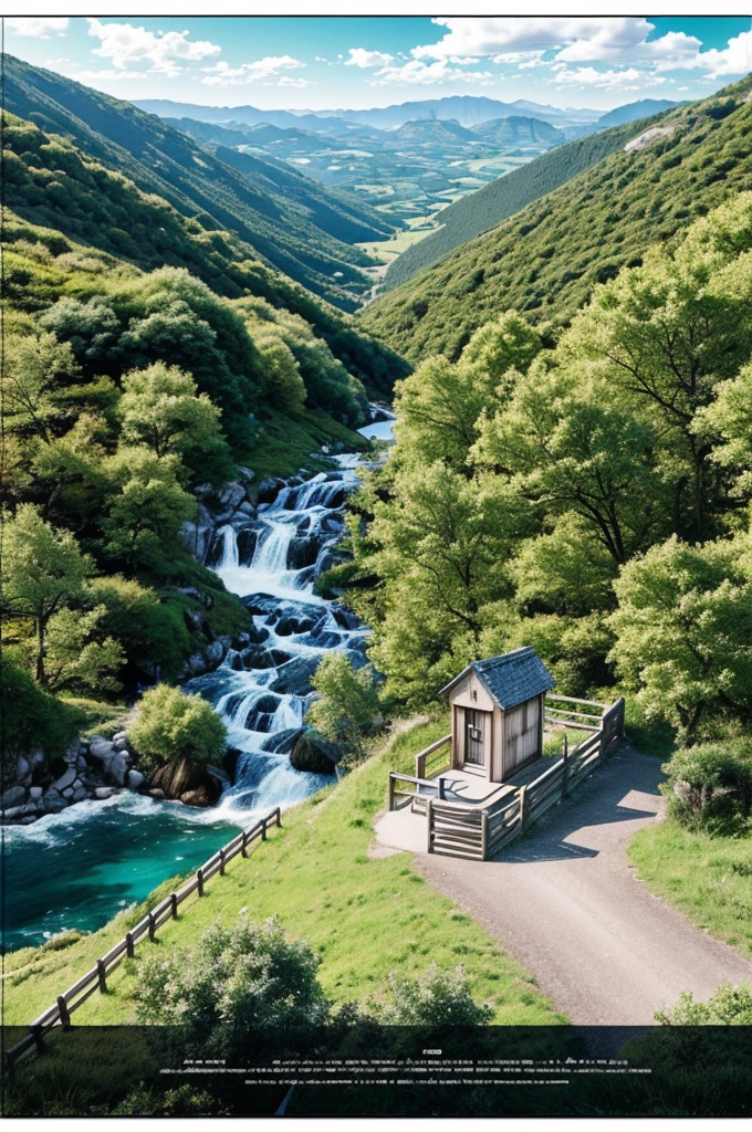 Fond d'ecran dans le style des dessins du manga toilet-bound Hanako-kun, d'un paysage