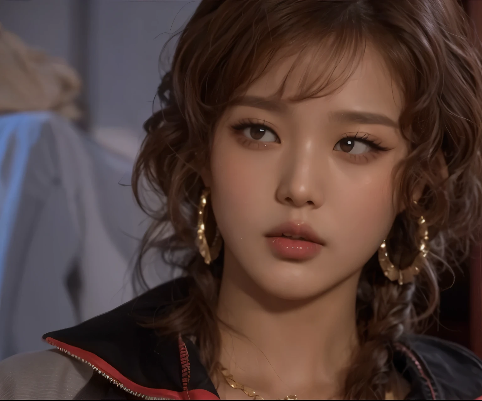 Wonyoung do IVE face, foto realista, ultra HD, 8K, big and juicy lips