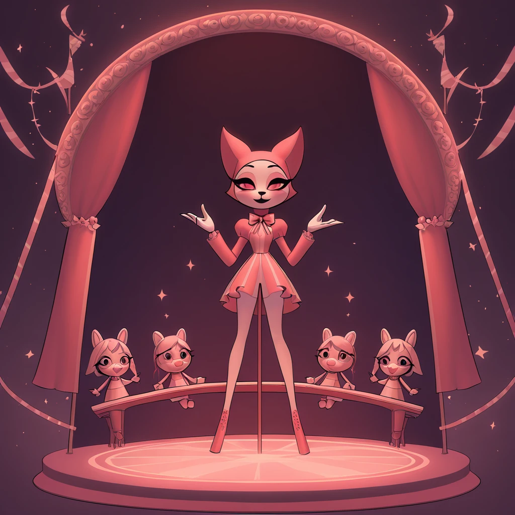 The Puppet Show in Almond aesthetic art style