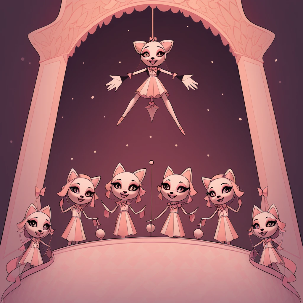 The Puppet Show in Almond aesthetic art style