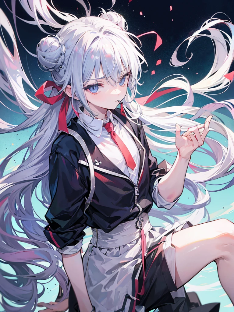 1 girl,校服,whaite hair