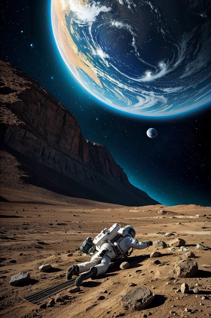 Quiero que generes un astronauta como rompiendo la imagen y rodeado de planetas