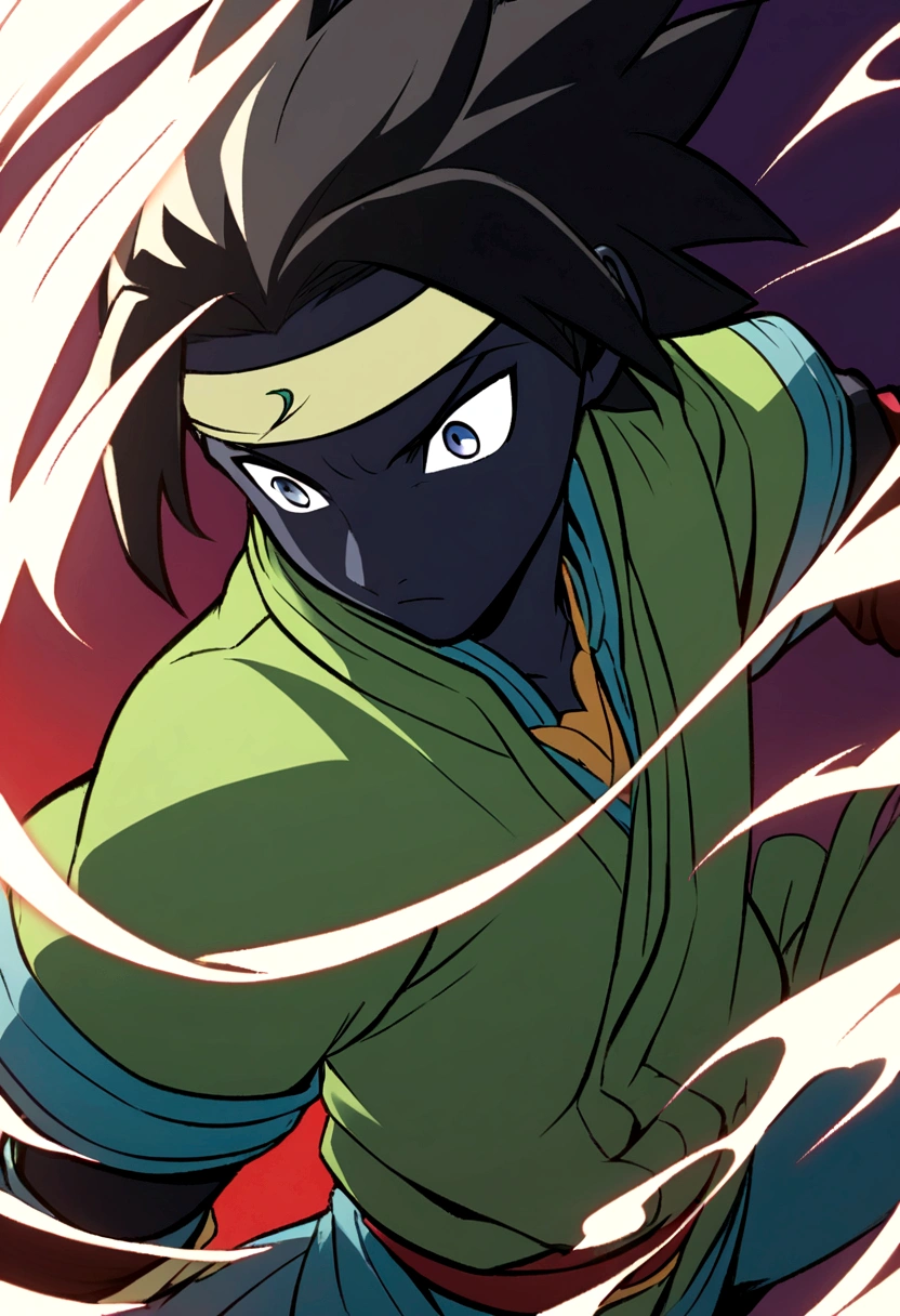 illustration of a ninja boy from the leaf village with black skin