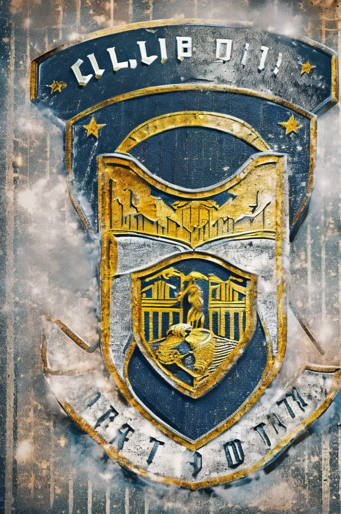 Coat of Arms Emblem of "GianT" Motorcycle Club: In the center, a detailed custom motorcycle with a classic and robust design, emitting dense stylized smoke forming elegant curves. The background is a starry night sky, with bright stars and a full/crescent moon. Smoke elements around the emblem create frames and patterns that blend with the starry sky. Predominantly dark color palette with contrasts in white, silver, and gold. Club name in robust and imposing typography with a vintage weathered effect.