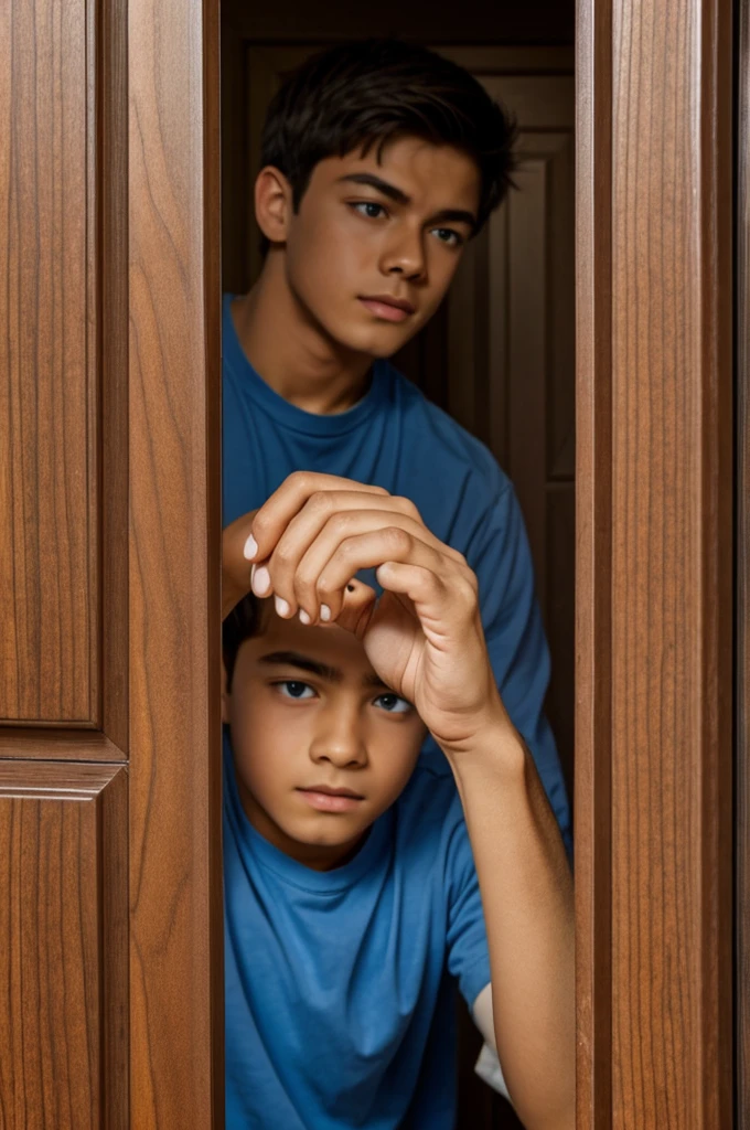 A 16-year-old boy who just woke up from sleep and found his brother missing, which made him feel scared alone in the big house.
