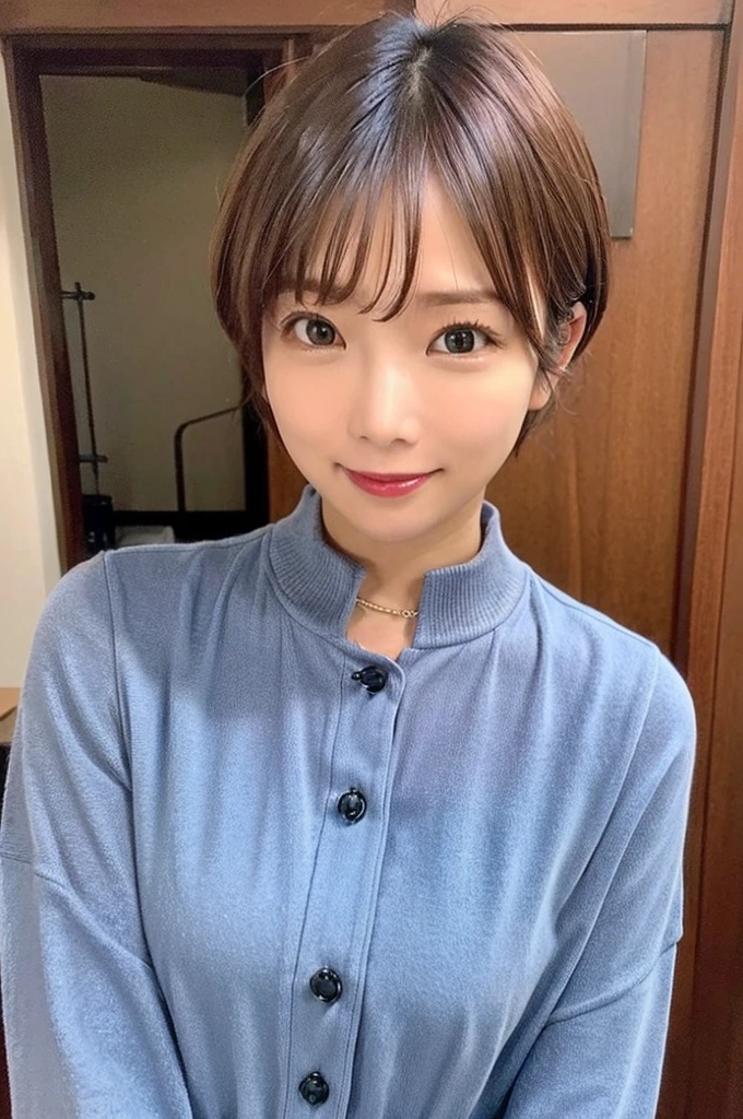 ((Best Quality, 8K, masutepiece :1.3)), Sharp Focus :1.2, beautiful mature women, 48yo, A MILF, ((Loose knit shirt)), downbrouse, ((Leaning forward)), (Huge breasts), (Smile:1.15), Highly detailed face and skin texture, Detailed eyes, (Round face:1.4), Shop at the morning market1.5、Capturing the whole body from a distance2.0