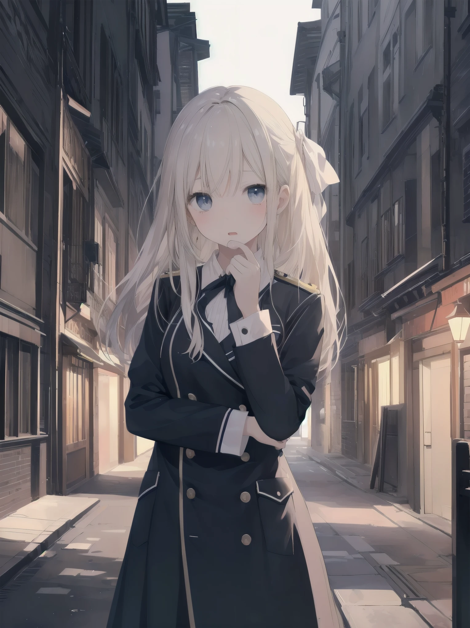 Masterpiece、high quality、high resolution、One girl、solo、uniform, Surprised expression, Standing in the park, At night,Half-body photo, Super detailed, Ultra HD、cute、A shy and shy pose、Capture your subjects at their best with photogravure settings