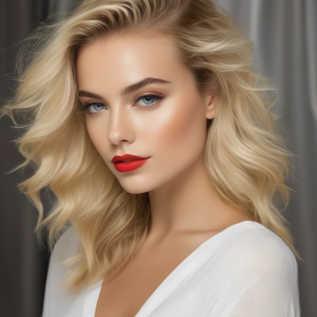 Une Italienne de 23 ans, chiffre de sablier, petits seins, hyperrealistic, photo prise de loin, peau blanche, Professional lighting, couleurs vives, detailed face features, cheveux blonds longs et fluides, full lips, Elegant posture, porter des sous-vetements rouge, sur un lit, couleurs chaudes, ambiance italienne, beaucoup de couleurs, chaud illuminant son visage, create soft shadows. L'ambiance générale est joyeuse et vibrante, avec une touche de romantisme. The quality of the'image est du plus haut niveau, capturer chaque détail complexe. Sharp focus and ultra detailed rendering, highlighting the beauty of the Italian woman'a captivating way. A gentle breeze blows across the stage, the warm light illuminates his face, create soft shadows, les couleurs sont vives, l'ambiance est joyeuse