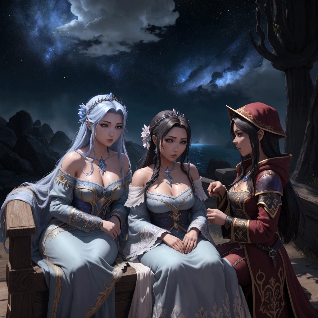 il y a deux personnes côte à côte dans un jeu vidéo, kings argue in the background, de World of Warcraft, capture d'écran de World of Warcraft, World of Warcraft style, style mer des voleurs, dans World of Warcraft, Tyler Edlin et Natasha Tan, <MMORPGS scene, robes de mage nuage en coton, mmo, Plan moyen de deux personnages, capture d'HD screen, de wow