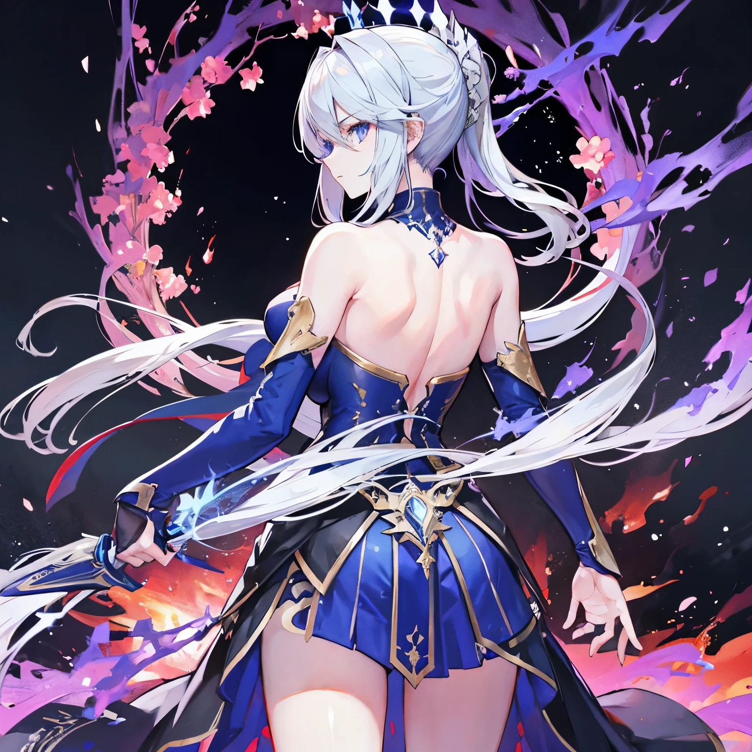 Artoria Pendragon Lancer, fire from behind, Beautiful eyes, looks at you