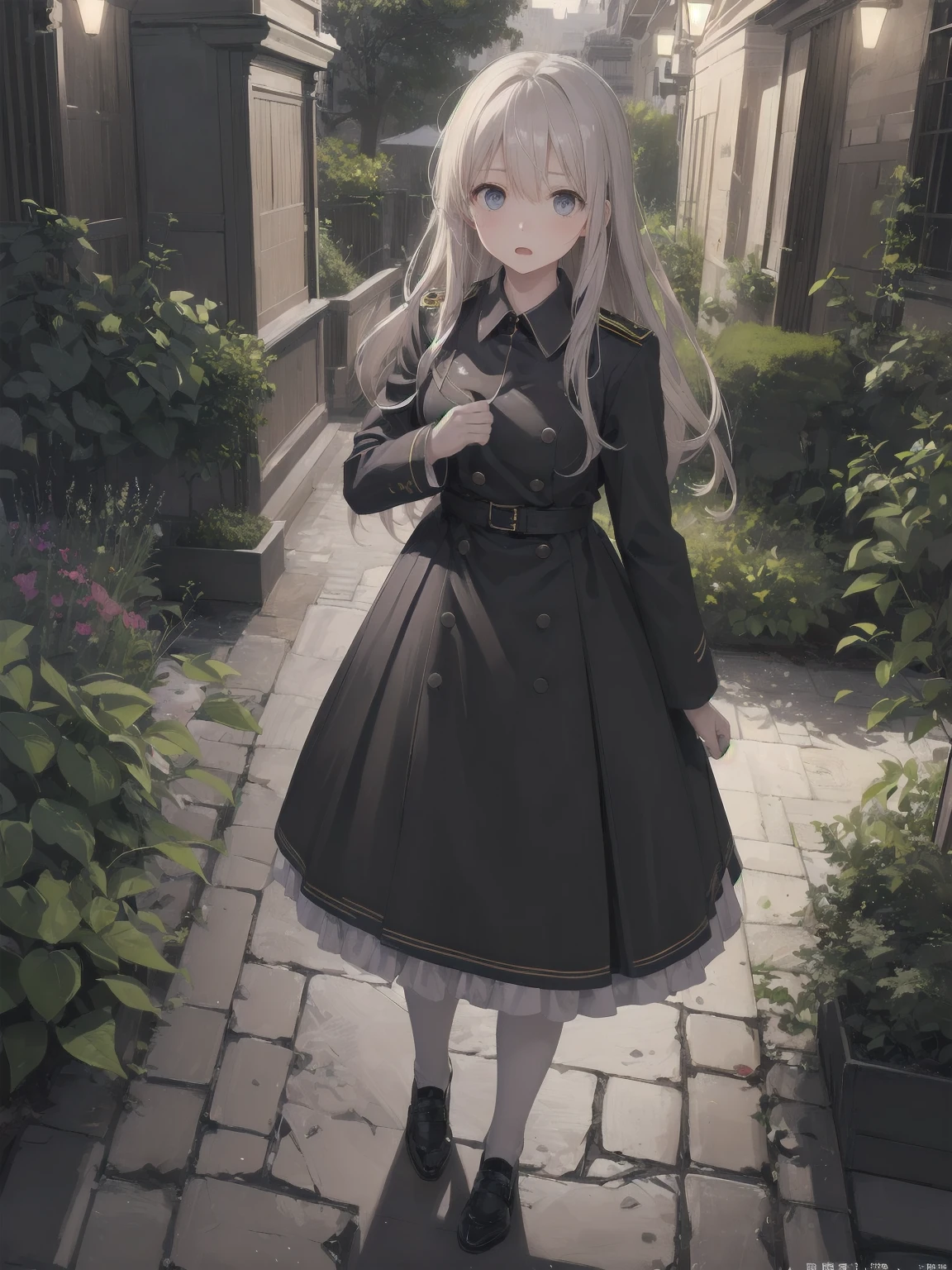 Masterpiece、high quality、high resolution、Dynamic Angle、Dynamic Pose、One girl、solo、uniform, Surprised expression, Standing in the park, At night,Half-body photo, Super detailed, Ultra HD、cute、A shy and shy pose、Capture your subjects at their best with photogravure settings