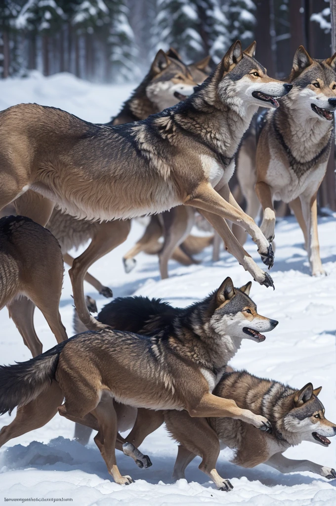 Best quality pack of wolves attacking a.presa