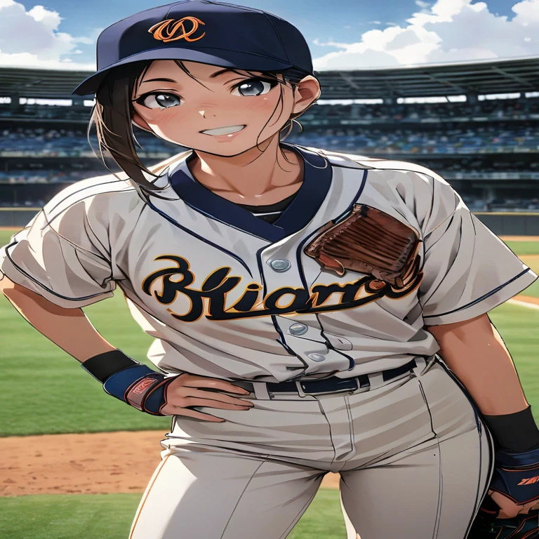 there is a man that is standing on a baseball field, a picture inspired by Kinichiro Ishikawa, flickr, shin hanga, akikazu mizuno, trout sticking out of pants, koji morimoto, style of kentaro miura!!!!, female baseball player, kazuya takahashi, yukio - e, koju morimoto
