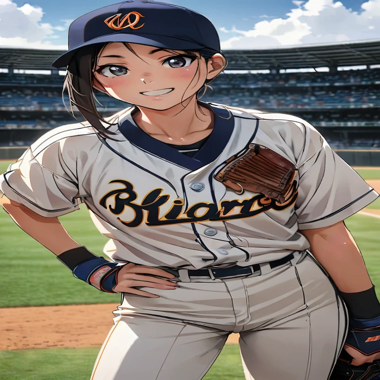 there is a man that is standing on a baseball field, a picture inspired by Kinichiro Ishikawa, flickr, shin hanga, akikazu mizuno, trout sticking out of pants, koji morimoto, style of kentaro miura!!!!, female baseball player, kazuya takahashi, yukio - e, koju morimoto