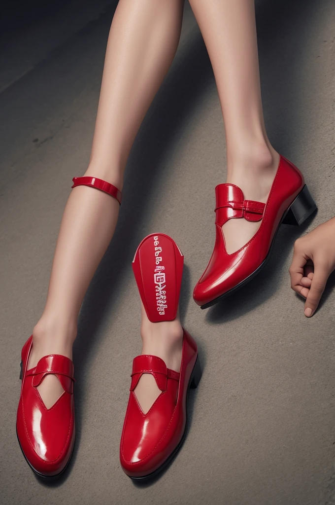 Imagem de um sapato vermelho para cegos com o nome sensor shoes