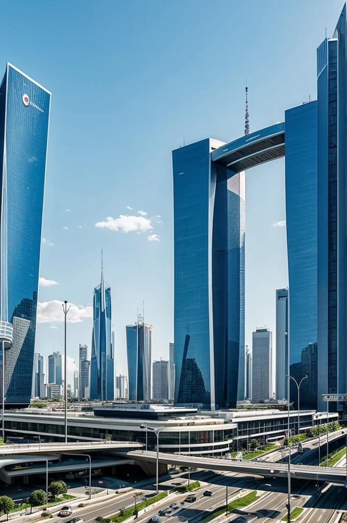 Ciudad futurista con tres puntos de fuga
