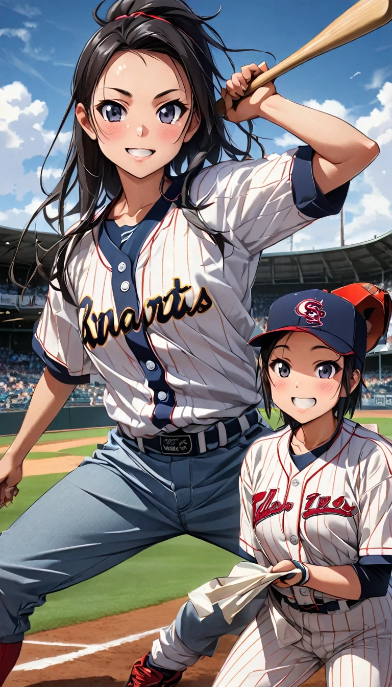 there is a man that is standing on a baseball field, a picture inspired by Kinichiro Ishikawa, flickr, shin hanga, akikazu mizuno, trout sticking out of pants, koji morimoto, style of kentaro miura!!!!, female baseball player, kazuya takahashi, yukio - e, koju morimoto
