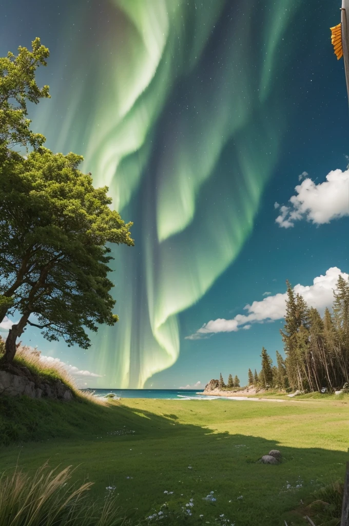 Bandeira: The flag of Auroralia has three main colors:
Verde: Representando as florestas e a biodiversidade.
Azul: Representing the sky and the ocean.
Amarelo: Representando a riqueza mineral e a energia do sol.