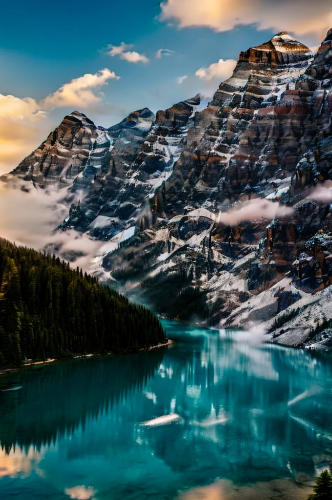 mountainous_horizon conifer forest misty cloudscapes road mountain cliffs
