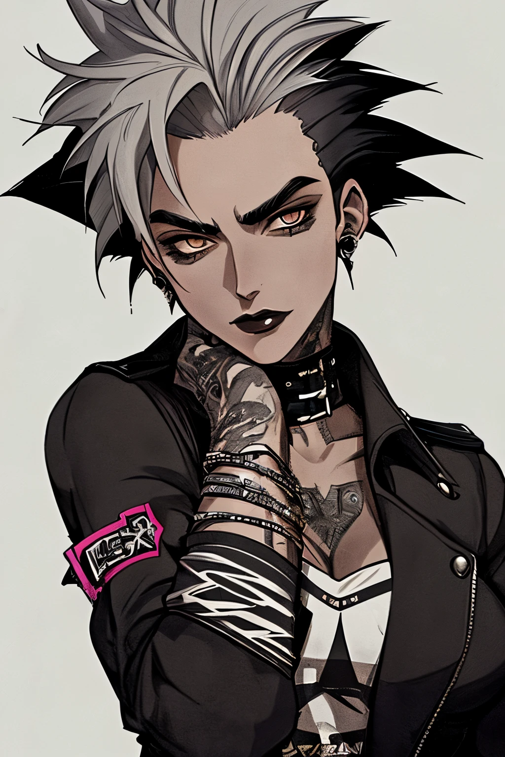 Margarette appears as a tall, masculine-looking person,He has short gray hair with shaved designs and dark lips similar to punk rock..