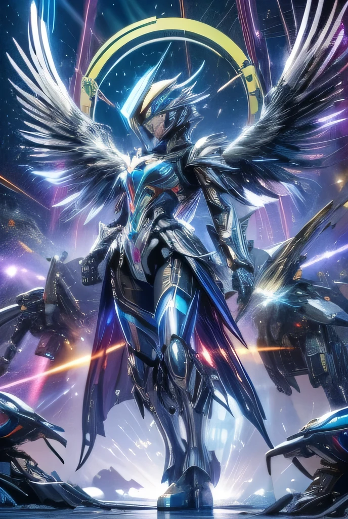 (Best quality, 8K, A high resolution, tmasterpiece:1.2), (Ultra-detailed), (anthropomorphic turtle),(Cybertron futuristic mechanical female bald eagle), (Battle Angel Lolita),full bodyesbian, huge tita= dreamy glow,luminous neon lights,High-tech mechanical parts,Metal claws and wings,Metal heads and pecks,Metal feathers,Extremely cool,Metal legs,Bionic eye,Detailed feather design,sharp beak,hovers in mid-air,Electric blue and bright purple,Vivid glowing eyes,Reflective metal surface,Interlocking mechanical gears,Dynamic and stylish design,motion blur effect,meticulous craftsmanship,Sci-fi atmosphere,Streamlined aerodynamic shape,Laser scanning pattern,holographic projections,Light-emitting circuit lines,hauntingly beautiful,Otherworldly precision,Advanced sensors,Complex algorithms,Ominous and mysterious atmosphere,electric sparks,Shiny chrome plating,Futuristic propulsion system,solo,Medium shot,concept-art, Fantasy theme,voluminetric lighting, Global illumination, Reflection, hyper HD,The light is bright,RGB colors,vibrant with colors, Mecha musume,McCorg gear