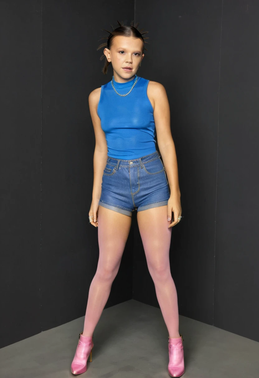Millie Bobby Brown in pink pantyhose