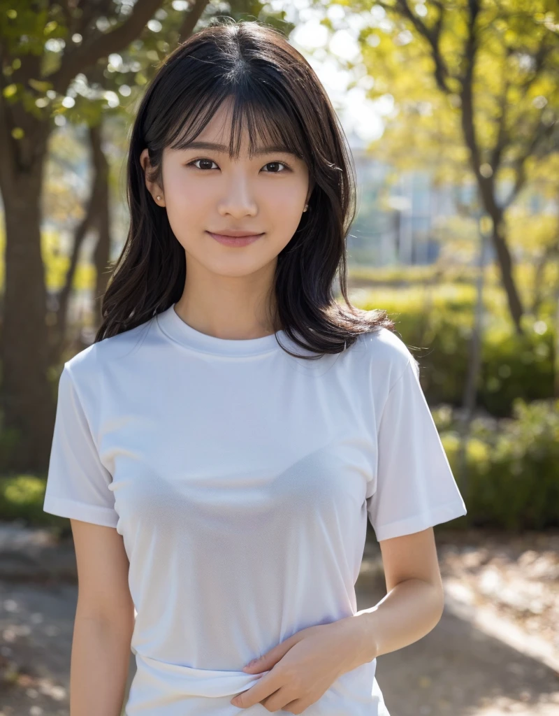 nswf,(wearing ,t-shirt:1.3),{{{{see through:1.5}}}},{{t-shirt are wet with water:1.5}},{erect nipples:1.4},Top quality, 1 beautiful Japanese woman, teen,high school student,(18 years old),medium hair, (Black hair:1.2), Ultra-realistic capture, Highly detailed, High resolution 16k close-up of human skin. Skin texture must be natural, With such detail that pores can be finely identified. Skin should look healthy, In a uniform tone. Use natural light and color,