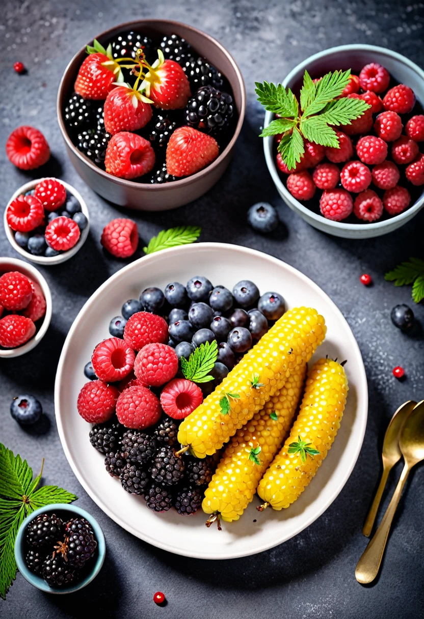 Sausages and berries