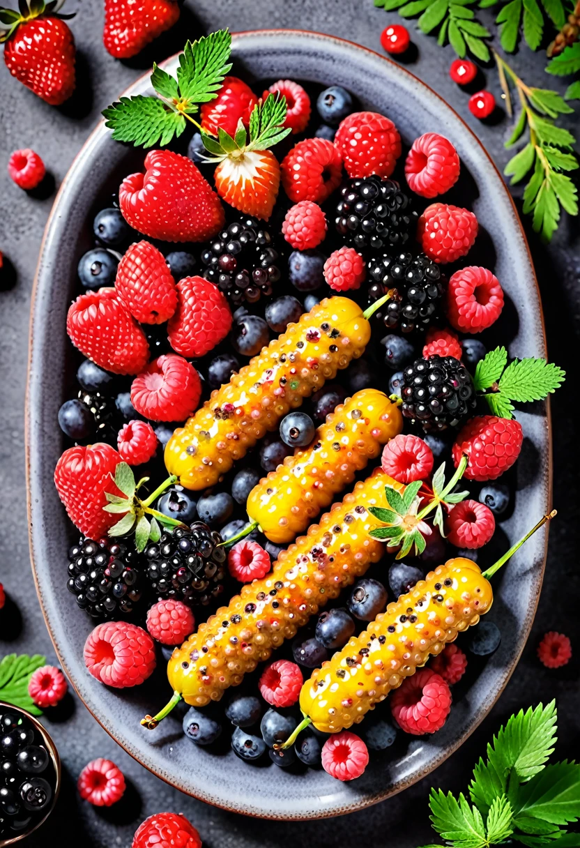 Sausages and berries