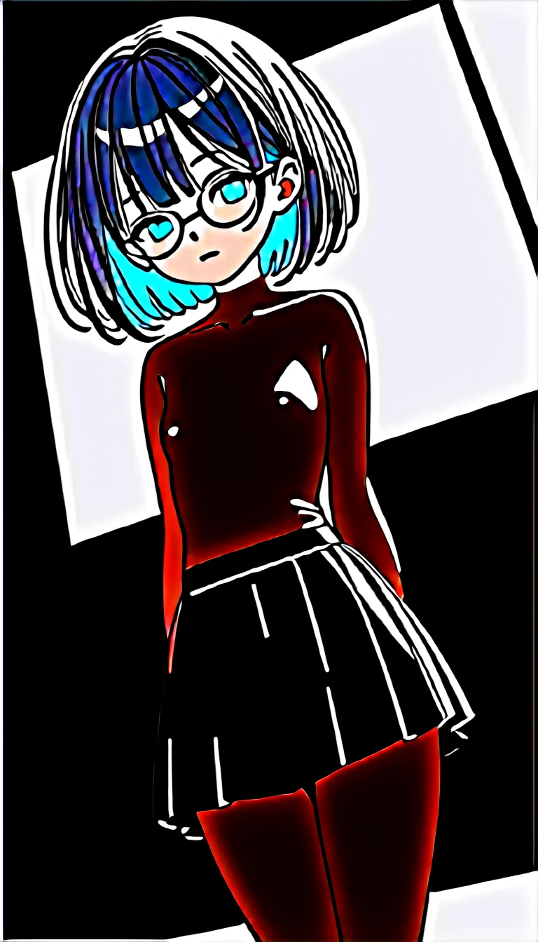 (masterpiece), (best quality), ((ultra-detailed)), (high resolution), (an extremely delicate and beautiful, super fine illustration), official art, BREAK 1girl, (:1.5), (tiny girl:1.7), (5yo)lat chest:1.4), Plump, (Thick thighs:1.5), (big ass:1.5), erect nipples, Huge areola, large nipples, long nipples, erect nipples, oily skin, BREAK droopy eyes, emerald blue eyes, (bad mood:1.3), (clear face:1.3), (half closed eyes:1.4), BREAK bob cut, tired hair, messy hair, Black hair color, girl wearing black round glasses, BREAK loafers, (pleated skirt:1.3), (sailor uniform:1.3), (white bodystocking:1.8), BREAK Sweat, steam, humid, BREAK (standing on the town:1.3), BREAK (dynamic angle:1.4),
