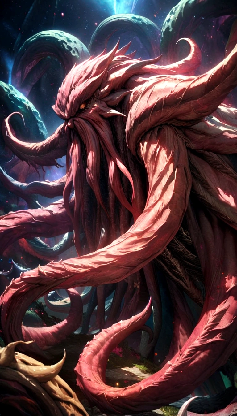 Cthulhu mythical creatures,Cthulhu,Space Background,,Very detailed,8k