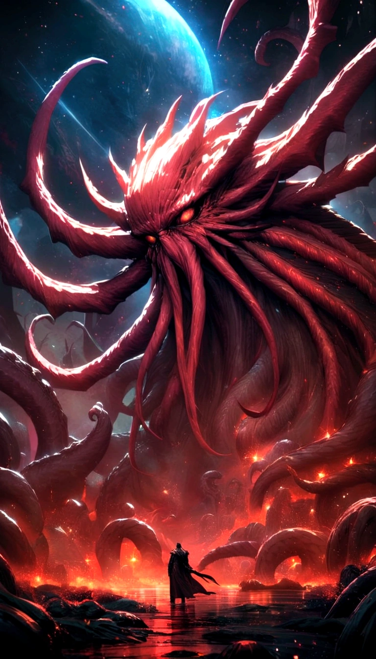 Cthulhu mythical creatures，Cthulhu，Space Background，，Very detailed,8k