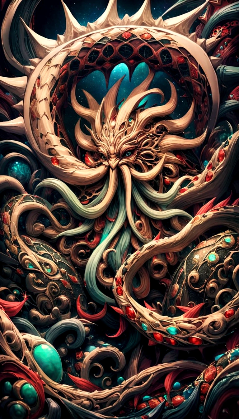 Cthulhu mythical creatures,Cthulhu,Space Background,,Very detailed,8k