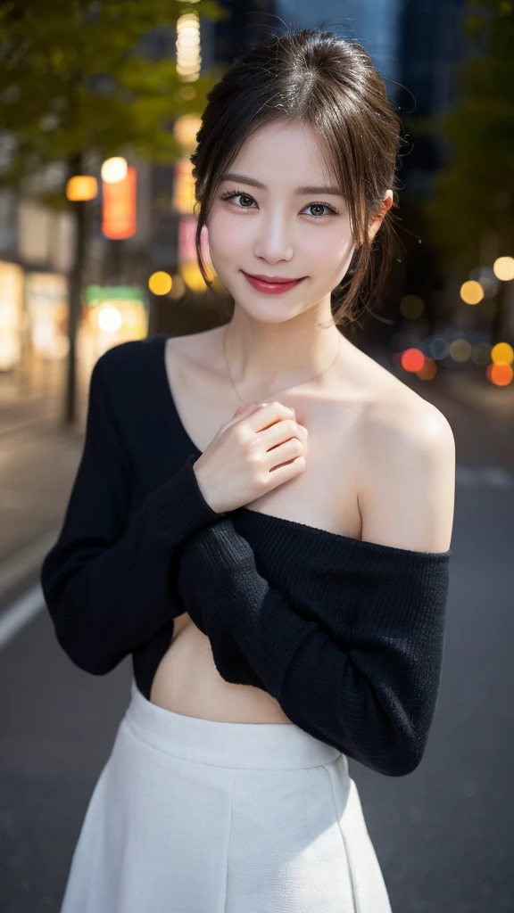 Random pose, Mix 4, (8k, Raw photo, Highest quality, masterpiece: 1.45), (Realistic, Photorealistic: 1.37), One Girl, cute, Laughter、Cityscape, night, Professional Lighting, Plain,garden,Photon Mapping, Radio City, Physically Based Rendering, Gradient black hair, Gray Hair, Hair Straight Bob Cut,Gal,Handsome, With a girl, Big ample breasts,Long sleeve,(skirt、Panty shot,Panties are visible、Luxury Panties:1.2)、Autumn Clothes,Autumn Outfits,Highest qualityの写真, High resolution, 1080p, (Clear Face), (Detailed face description), (Detailed hand description), (masterpiece), Lifelike, Extreme light and shadow, Disheveled Hair, masterpiece, Rich details, (Beautiful Faces), (Highest qualityの写真), (masterpiece), (Finely grained), dual、Look in front of you, Thin clavicle,Emphasis on armpits、Show lower milk,(Nipple erection)、Eri Fukatsu、