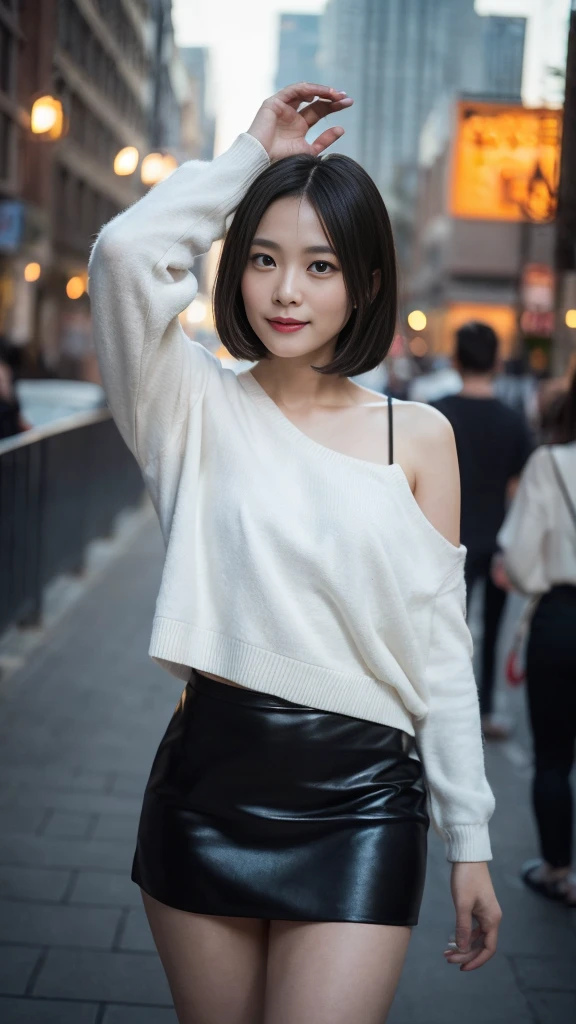 Random pose, Mix 4, (8k, Raw photo, Highest quality, masterpiece: 1.45), (Realistic, Photorealistic: 1.37), One Girl, cute, Laughter、Cityscape, night, Professional Lighting, Plain,garden,Photon Mapping, Radio City, Physically Based Rendering, Gradient black hair, Gray Hair, Hair Straight Bob Cut,Gal,Handsome, With a girl, Big ample breasts,Long sleeve,mini skirt、High-quality panties available、Autumn Clothes,Autumn Outfits,Highest qualityの写真, High resolution, 1080p, (Clear Face), (Detailed face description), (Detailed hand description), (masterpiece), Lifelike, Extreme light and shadow, Disheveled Hair, masterpiece, Rich details, (Beautiful Faces), (Highest qualityの写真), (masterpiece), (Finely grained), dual、Look in front of you, Thin clavicle,Emphasis on armpits、Show lower milk,Nipple erection、Eri Fukatsu、