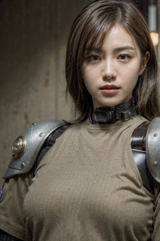 8k,Realistic Photo, Realistic Skin Texture, Superrealism, (WWII-like mechanical suit:1.2), collapsed city, heavy weapons,vivid textures,animal legs, gradation hair, japanese female soldier,(ultra beautiful face), ((super realistic all textures)), ((super intricate all details)), full body shot, ultra sharp photo result, Olive Drab color, scratch, Rust, weathering, steampunk, taken with Fuji film X-T30+Nokton. HDR10,Minimum of 4 pieces created