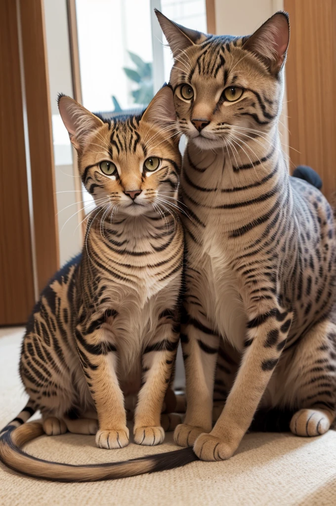 Misture um gato Savannah e um gato muchikin