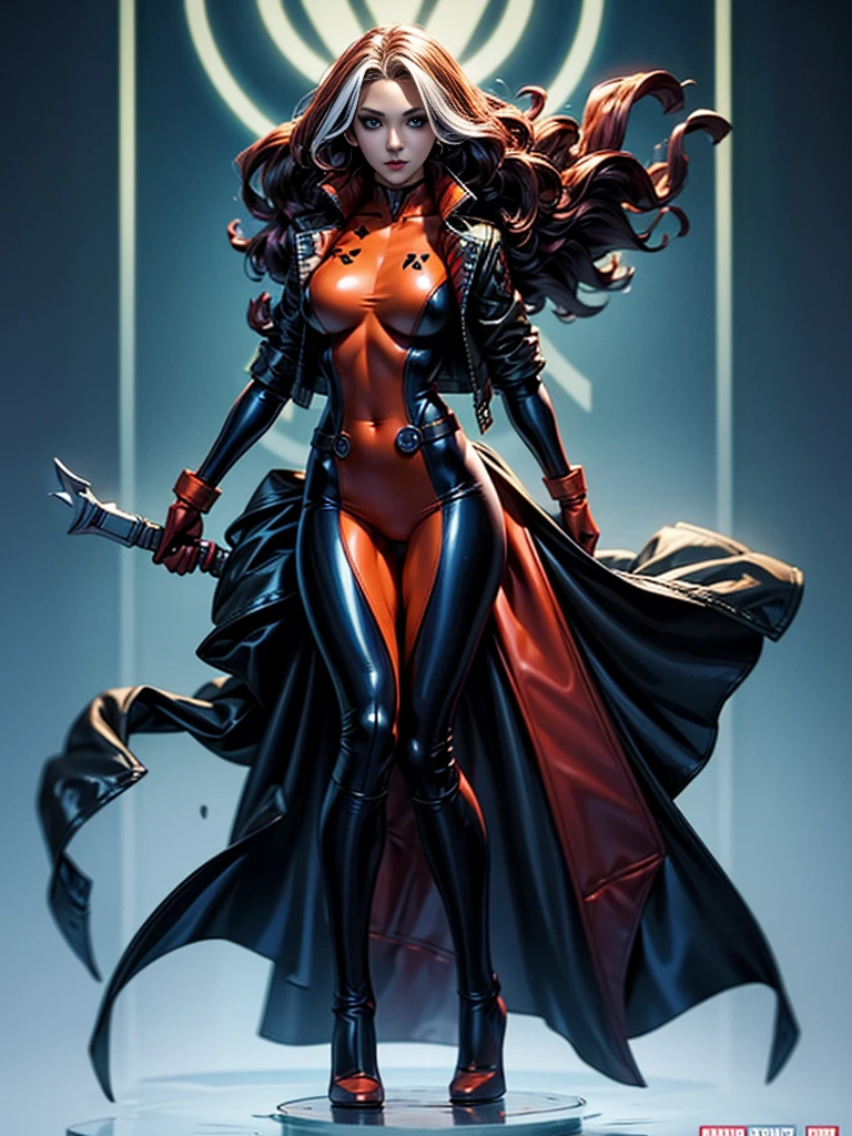 Jessica Alba、masterpiece、High quality 4K、villain (X-Men)、Gothic Girl、Sculpted Body Gothic Makeup、Black jacket、Red and blue bodysuit、masterpiece、Highest quality、Cowboy Shots、One personの女の子、One person、Technology Military Bodysuit、fringe