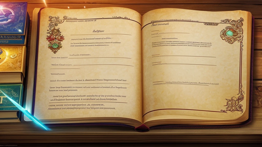 digital painting, a book, магическая a book, Sketch Beech, a book разработчика, милая a book, игровая a book, a book из игры, a book с наработками, магическая a book, mmorpg, Warm colors, cute style, medieval game, glowing effects in the background, glow effects, colorful, No characters, no characters, cute style, anime style
