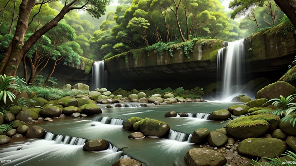 Floresta com cachoeira