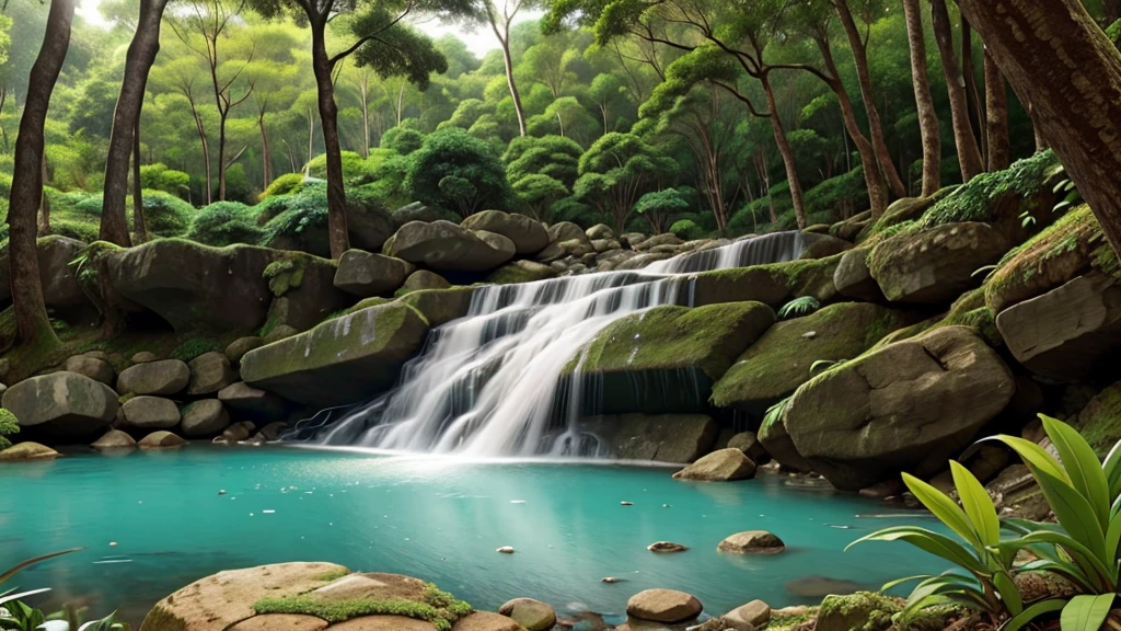 Floresta com cachoeira
