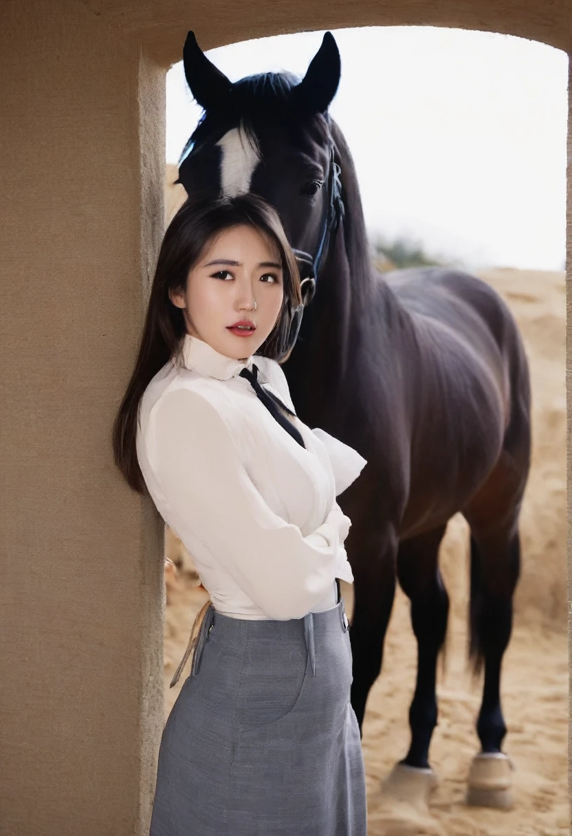 Realistic woman penetrated by huge horse penis in the anus, small girl anal gaping,