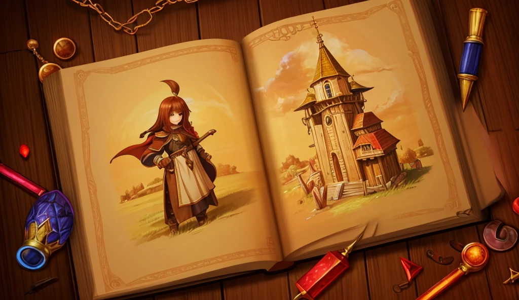 digital painting, a book, магическая a book, Sketch Beech, a book разработчика, милая a book, игровая a book, a book из игры, a book с наработками, магическая a book, mmorpg, Warm colors, cute style, medieval game, glowing effects in the background, glow effects, colorful, No characters, no characters, cute style, anime style